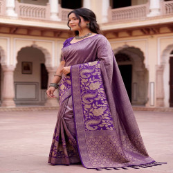 Premium Meenakari Jacquard Woven Saree with Blouse